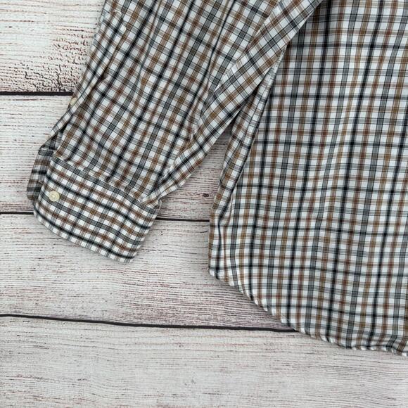 Peter Millar Plaid Button Down Shirt Men's Size XL White/Black/Beige - Picture 7 of 11